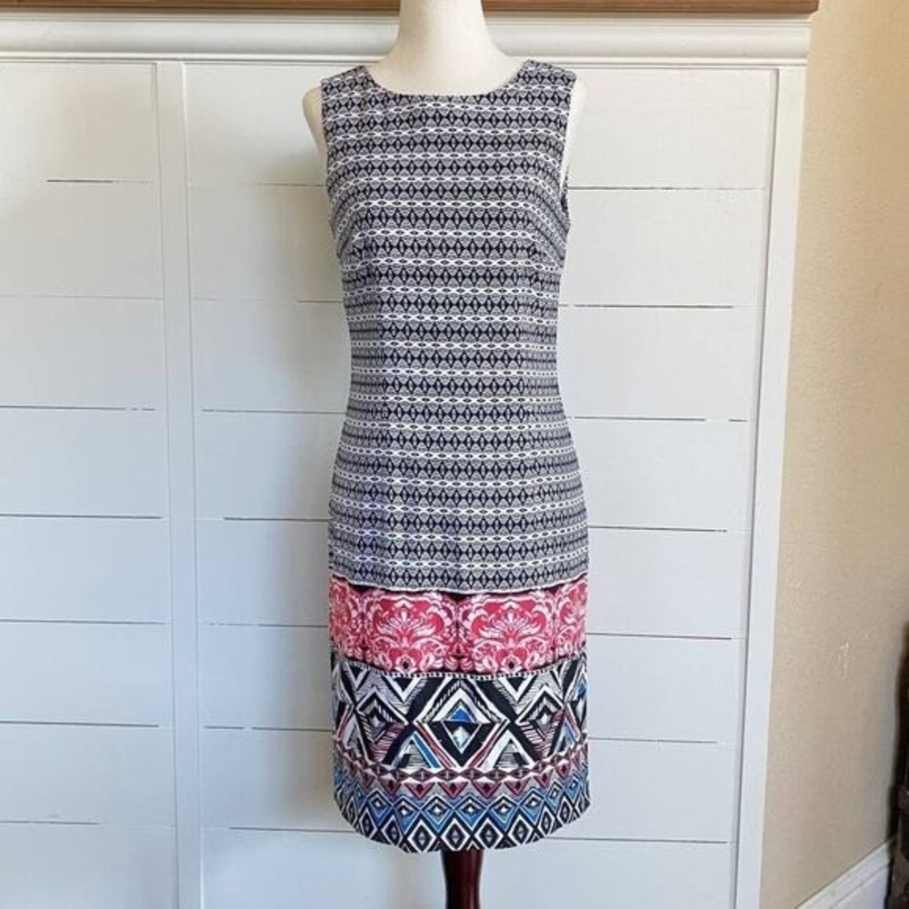 Mario Serrani Italy Geometric Sheath Dress 2 Aztec/Tribal print